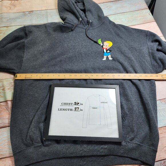 Richie Rich Pullover Hoodie Character Print Kangaroo Pocket Gray Nwot - Picture 6 of 7
